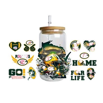 Sports Team Cup Wraps DIY Waterproof Easy To Use Custom Decals UV DTF Transfer Sticker For 16oz Libbey Glasses