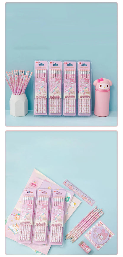 12pcs/set Sanrio Series Melody Triangle Writing Pencil Set Cute Student Pencil Creative Writing Pencil School Student Stationery