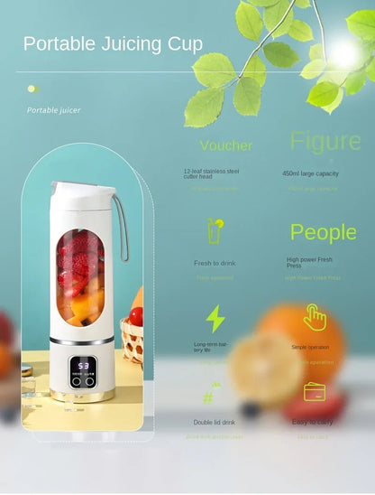Household  Mixer Machine Portable Blender Crushed  Electric Juicer With 3 Speed 450ML Large Capacity Digital Display Juice Cup