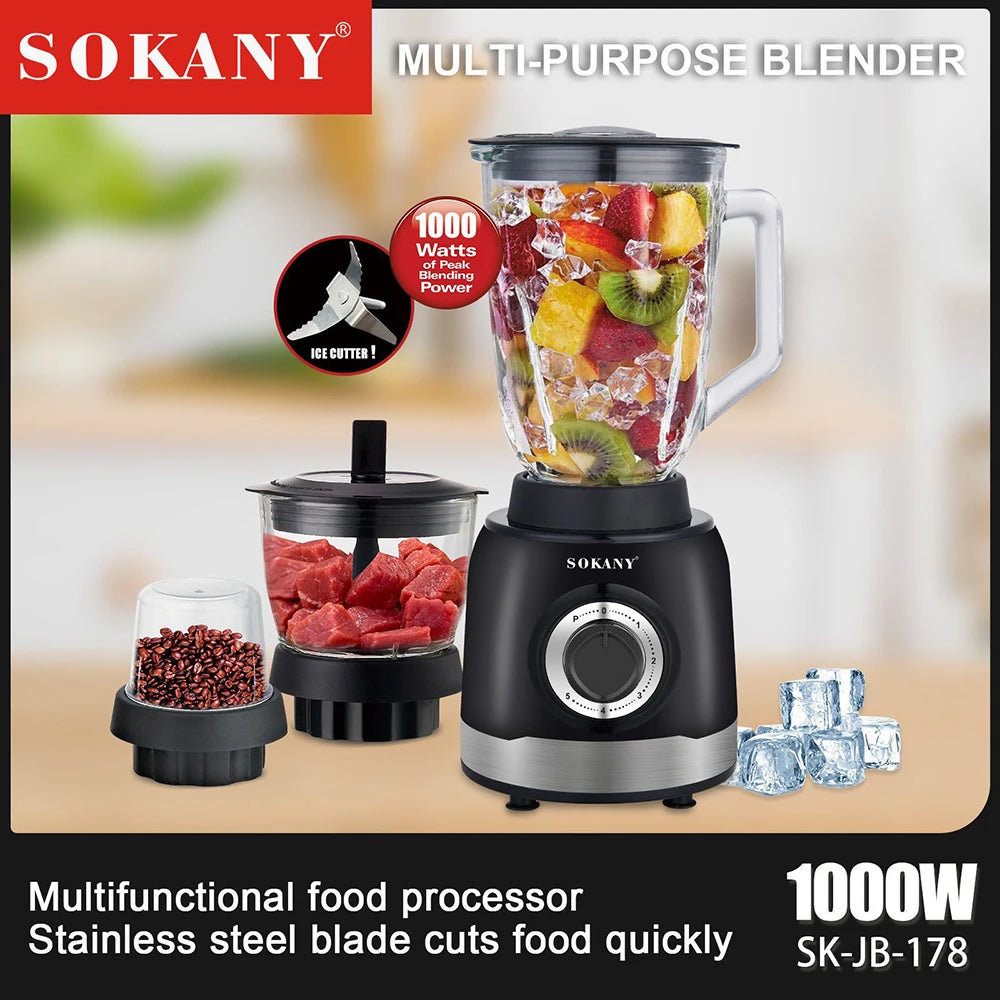 Multi-function Blender Food Grinding Kitchen Crushing Ice Juicer Suitable for Milkshakes and Fruit Drinks, Meats, Sauces
