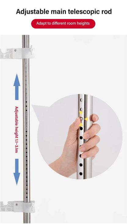 Household Flooring drying rack indoor telescopic pole drying rack Balcony Window Retractable drying rod Fixed Hanging Coat Racks