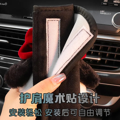 1pc Cute Cartoon Bow Dog Car Seatbelt Cover Seat Belt Harness Cushion Auto Shoulder Strap Protector Pad for Children Women