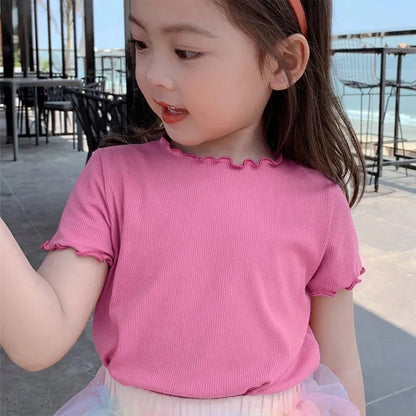 Baby Girls T-shirts for Kids Summer Sleeveless Knitted Tops Vest Outfits Girls Cute Halter Tops Tees Children Clothing 1-12 Year