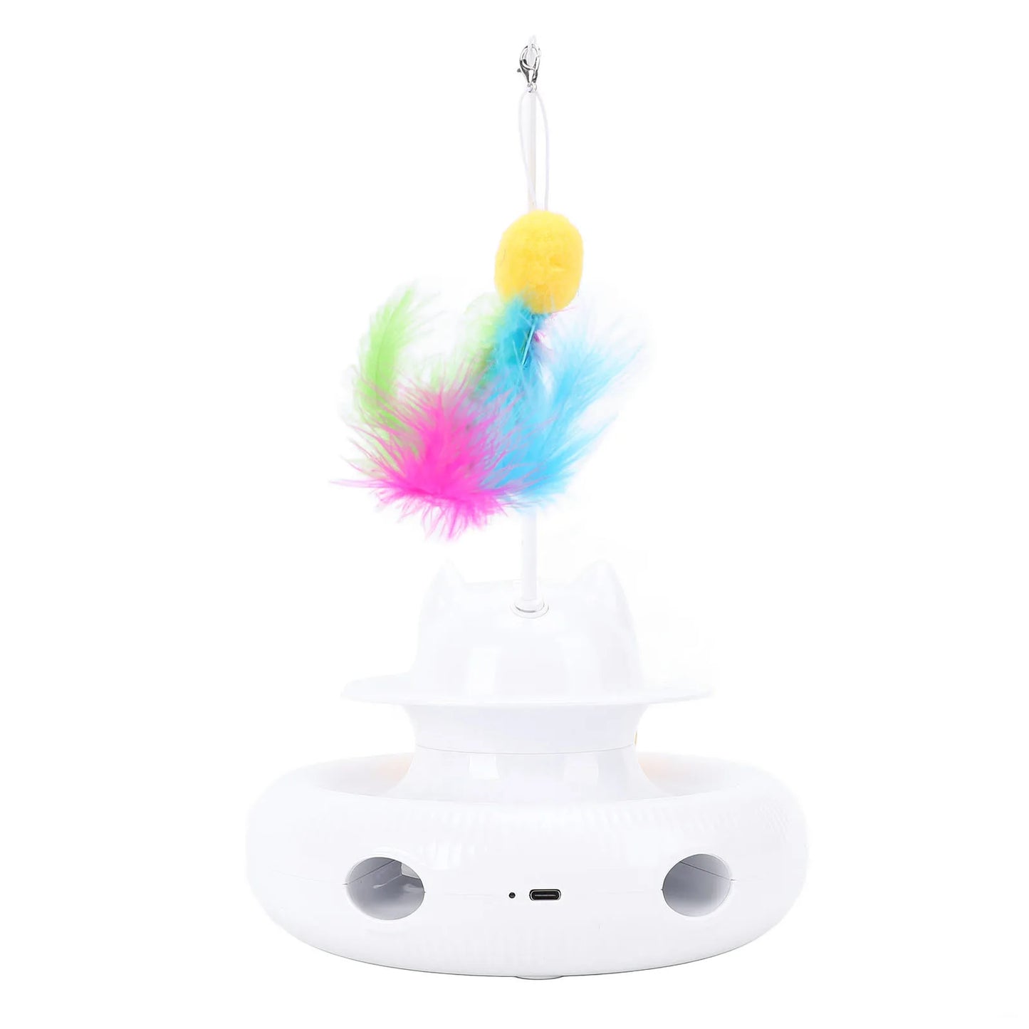 Interactive Cat Feather Toy Automatic Rotating Reduce Boredom Promote Exercising Funny Feather Electronic Cat Toy for Home