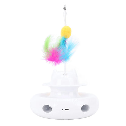 Interactive Cat Feather Toy Automatic Rotating Reduce Boredom Promote Exercising Funny Feather Electronic Cat Toy for Home