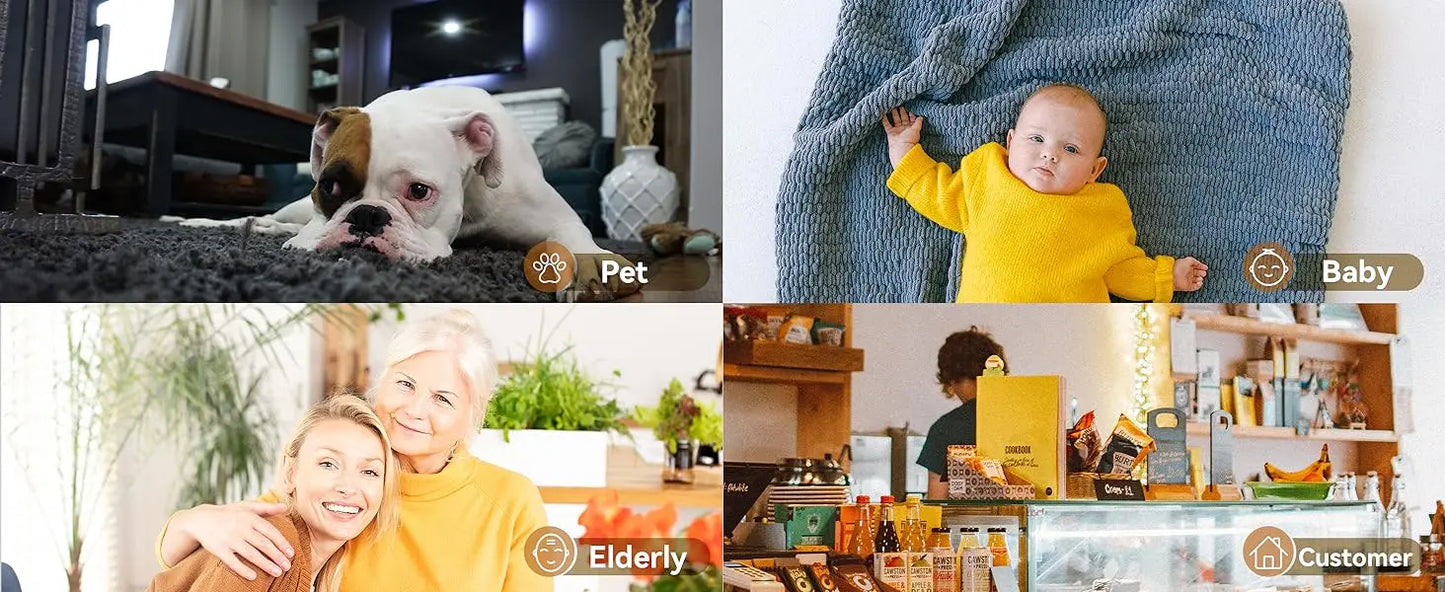 blurams Indoor Security Camera 2K, Home Security Camera for Dog/Baby Monitor/Elder, Security Camera with One-Touch Call, Color N