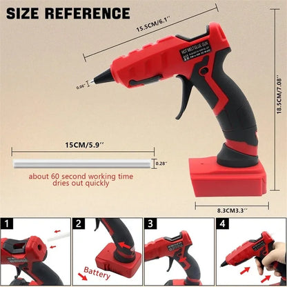 Cordless Hot Glue Gun for Milwaukee 18V Battery with 30pcs 7mm Sticks 30s Quick Preheat for Arts & Crafts & DIY (No Battery)