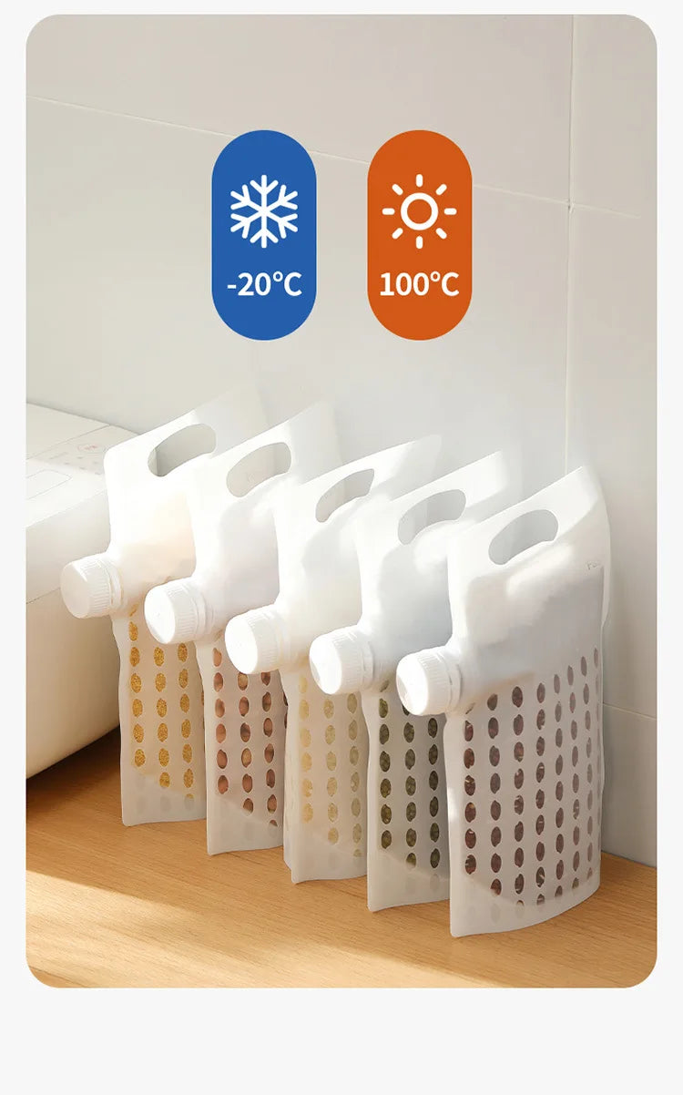 Food Storage Grain Bag Multigrain Pour Reusable Portable Bag Cereal Flour Bean Nut Rice Tea Powder Water Reusable Organizer Case