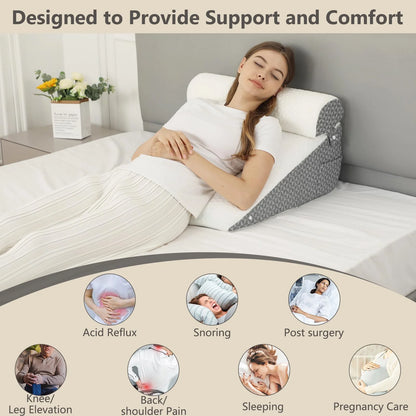 Orthopedic Wedge Shaped Pillow Air Layer Memory Foam Triangle Cushion for Post Surgery Body Support Acid Reflux Snoring