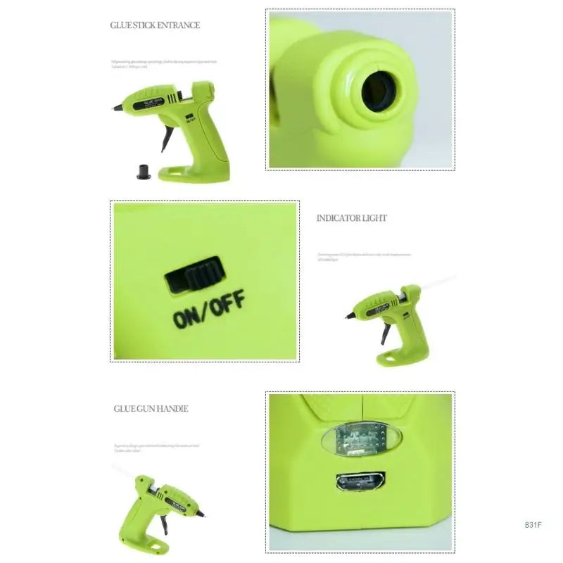 Hot GlueGun, Cordless GlueGun, Wireless Mini with 40 GlueSticks, 7mm & 6 Silicone Finger Sleeves for School, DIY