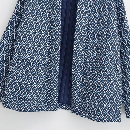 PB&ZA2024 Autumn New Women's Fashion Style Versatile Quilted Cotton Printed Loose Cotton Clothes Cotton Jackets