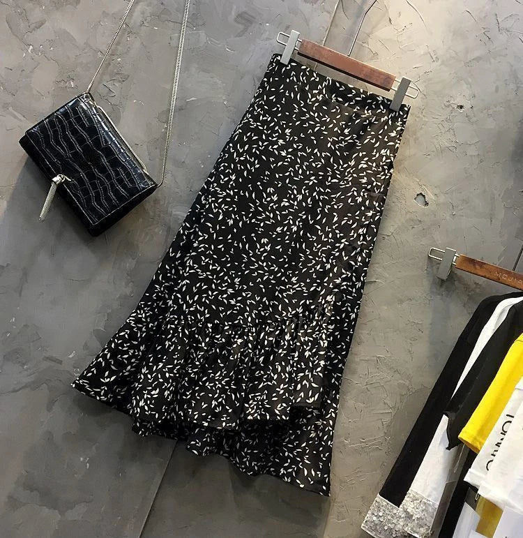 Floral Skirts for Women Midi Clothing Maxi Long Chiffon Flare Womens Skirt Fashion Chic and Elegant High Quality Aesthetic Trend