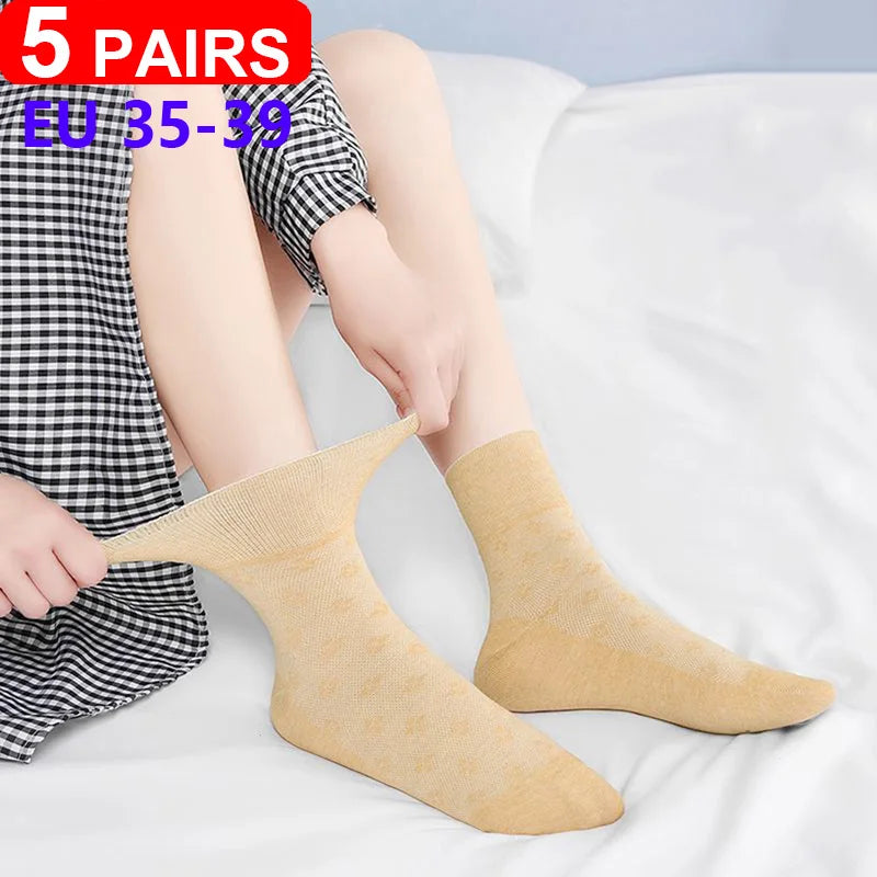 5Pairs Comfortable and Supportive Diabetic Socks for Men and Women Moisture wicking Cotton Fabric Non-binding Top Business Socks