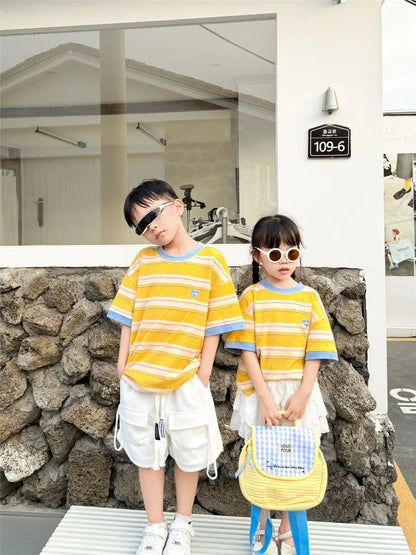 Summer Family T Shirts Parent-child Clothes Mother Father and Daughter Son Boy Girl Matching Tee Shirt Tops Baby Cotton Bodysuit