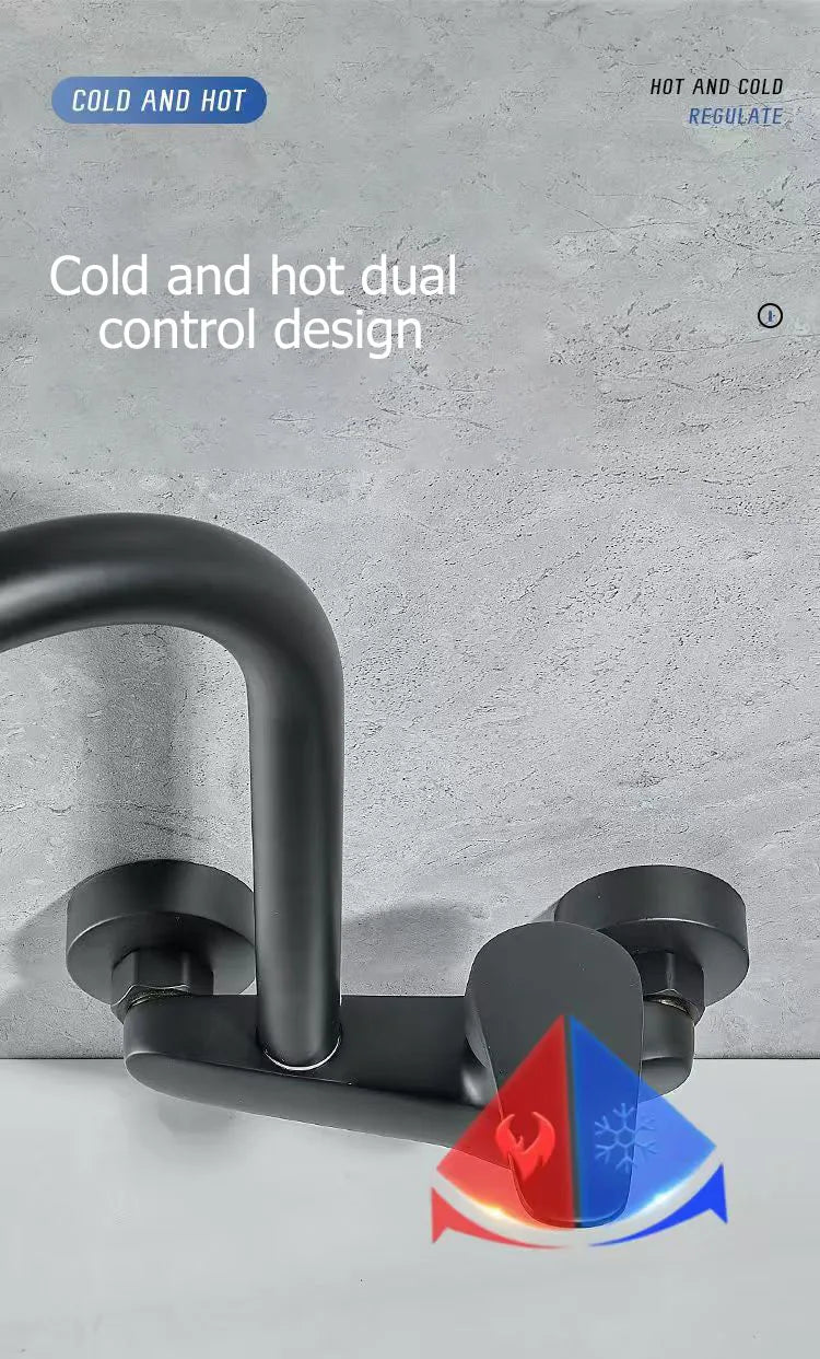 Dish sink faucet wall mounted double hole household sink sink sink sink sink wall outlet hot and cold water universal faucet
