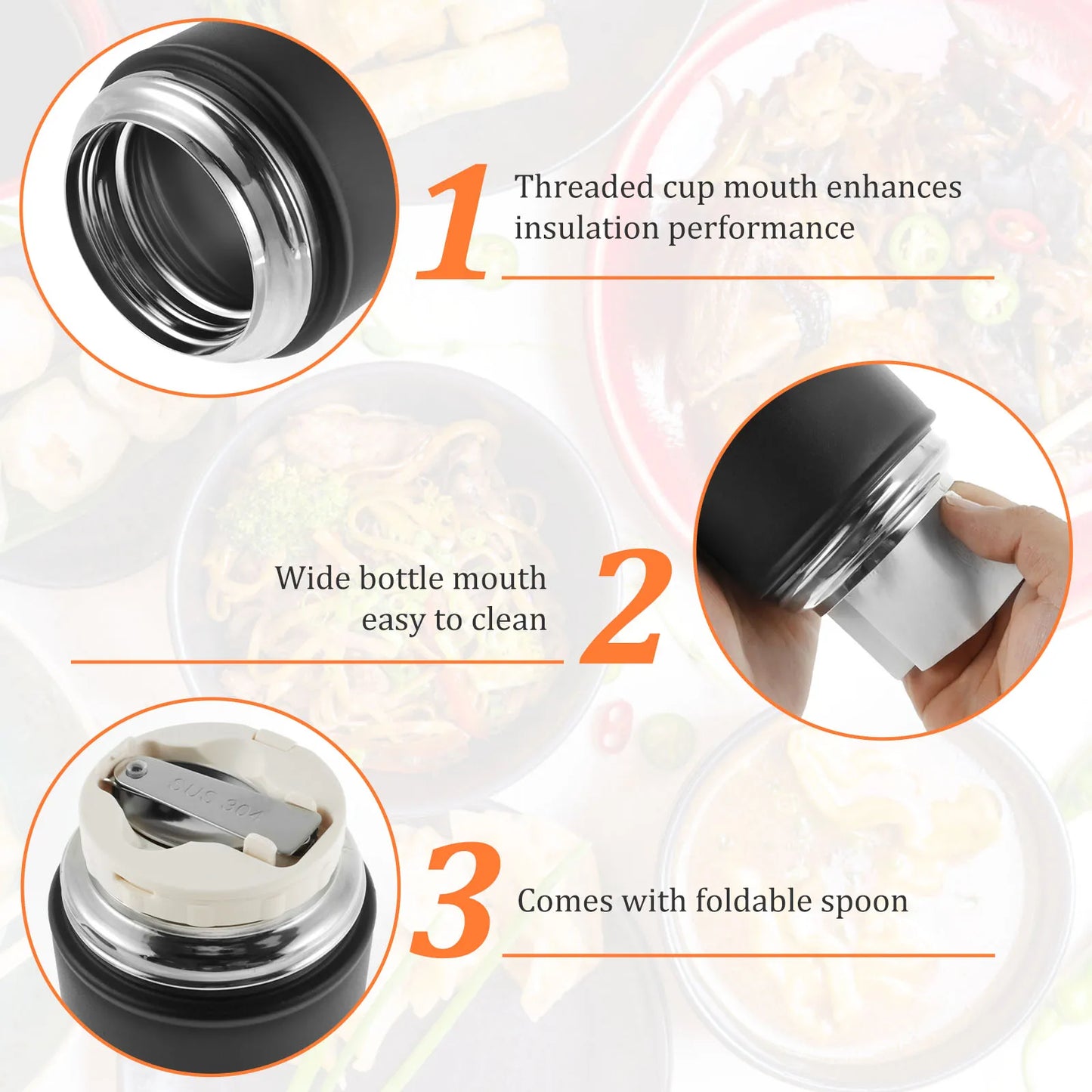 500ml Vacuum Insulated Food Jar Stainless Steel Insulated Food Thermos Leak Proof Thermo Food Jar Insulated Food Container