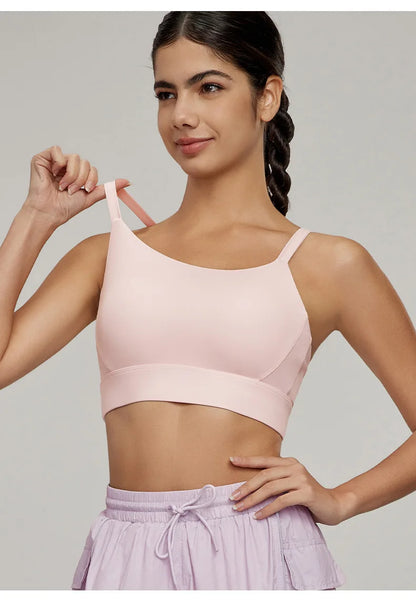 Sports Bra for Women, Shockproof Fixed Cup, Sexy and Beautiful Back, Breathable Fitness Bra with Chest Cushion