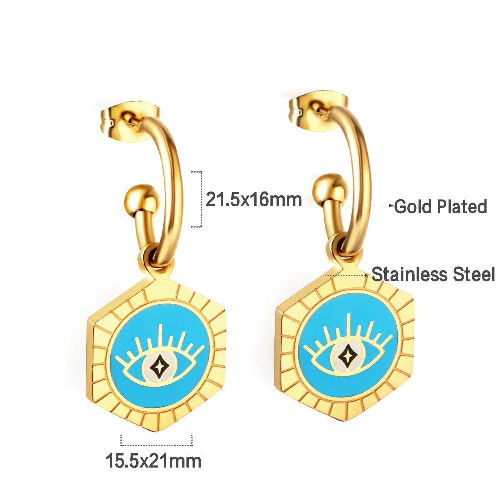 LUXUSTEEL Golden Heart style Women's Hoop Earrings Stainless Steel Female Earring Flower Star Drop Ear ring Jewelry Gifts