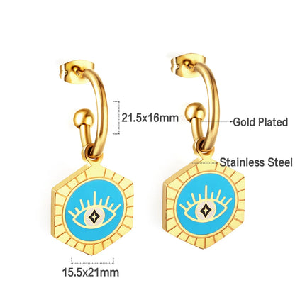 LUXUSTEEL Golden Heart style Women's Hoop Earrings Stainless Steel Female Earring Flower Star Drop Ear ring Jewelry Gifts