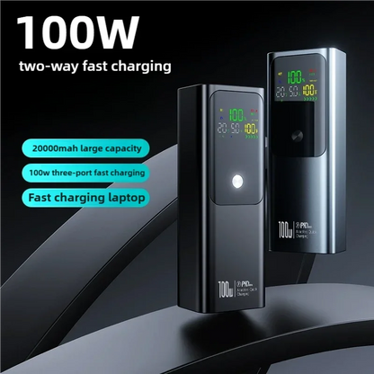 New PD100W Fast Charging Power Bank 20000mAh High Capacity Portable Charger External Spare Battery Laptop Powerbank for IPhone