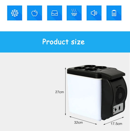 Portable 6L Car Refrigerator Mini Fridge Cold And Warm Box Mini Fresh-Keeping Incubator 12V High-Capacity Low Energy Consumption