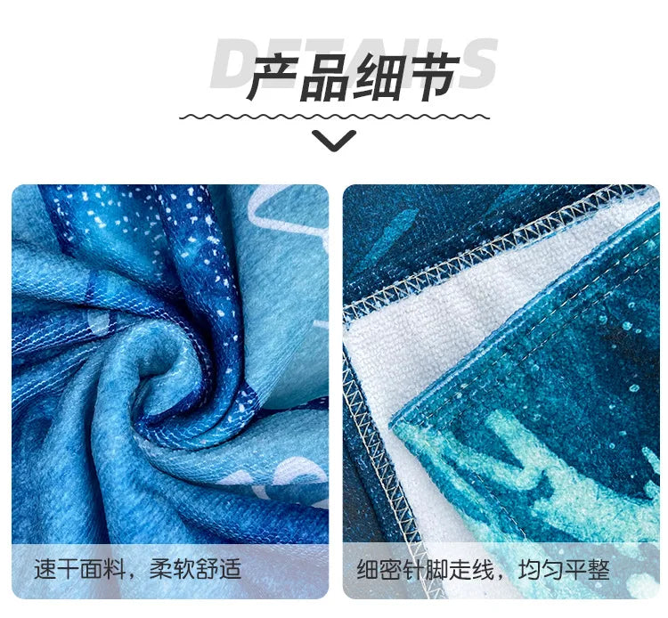 Beach Towel with Hood for Men and Women Hooded Towels Bath Robe for adult Quick Dry Lightweight Soft Microfiber Poncho Swim Robe