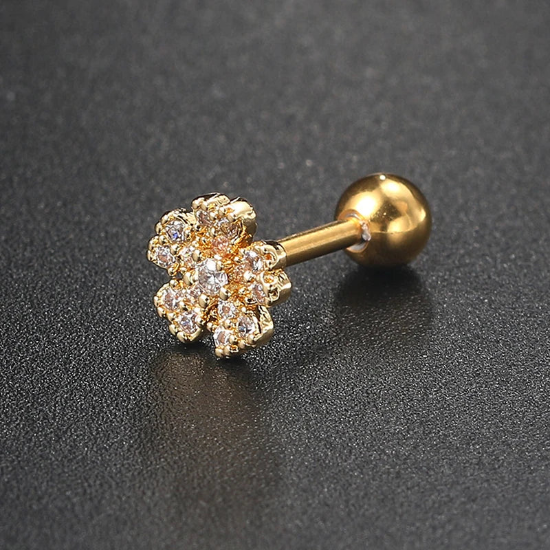 1pc Piercing Earrings Butterfly Women Jewelry Gold Color Zircon Tragus Helix Septum Cartilage Daith Stainless Steel Ear Ring