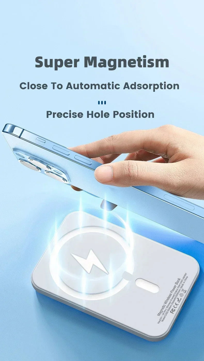 New 50000mAh Magnetic Wireless Power Bank for iPhone 12 13 14 15 Pro Max Portable Charger External Auxiliary Battery Pack