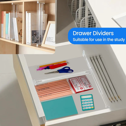 Drawer Dividers 6 Pack, Expandable Drawer Organizer, Suitable For Kitchen, Bedroom, Dresser And Office Storage, Easy to Install