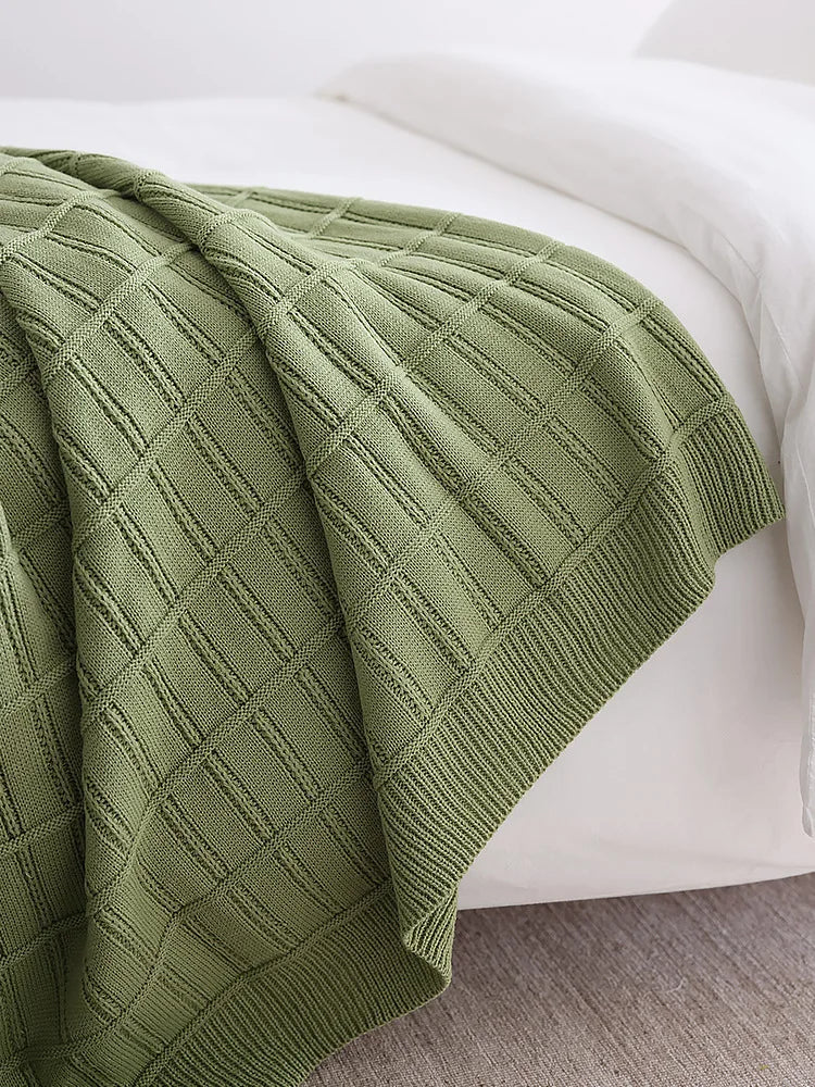 American-Style Thickened Knitted Wool Cover Blanket Solid Color Simple Bed End Towel Blanket Multifunctional Decorative Blankets