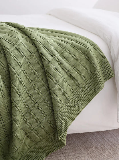 American-Style Thickened Knitted Wool Cover Blanket Solid Color Simple Bed End Towel Blanket Multifunctional Decorative Blankets
