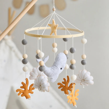 Baby Mobile Crib Bed Bell Musical Rattles Toys Soft Felt Cartoon Animal for Infants Nursery Mobiles Forest Animals Crib Toys