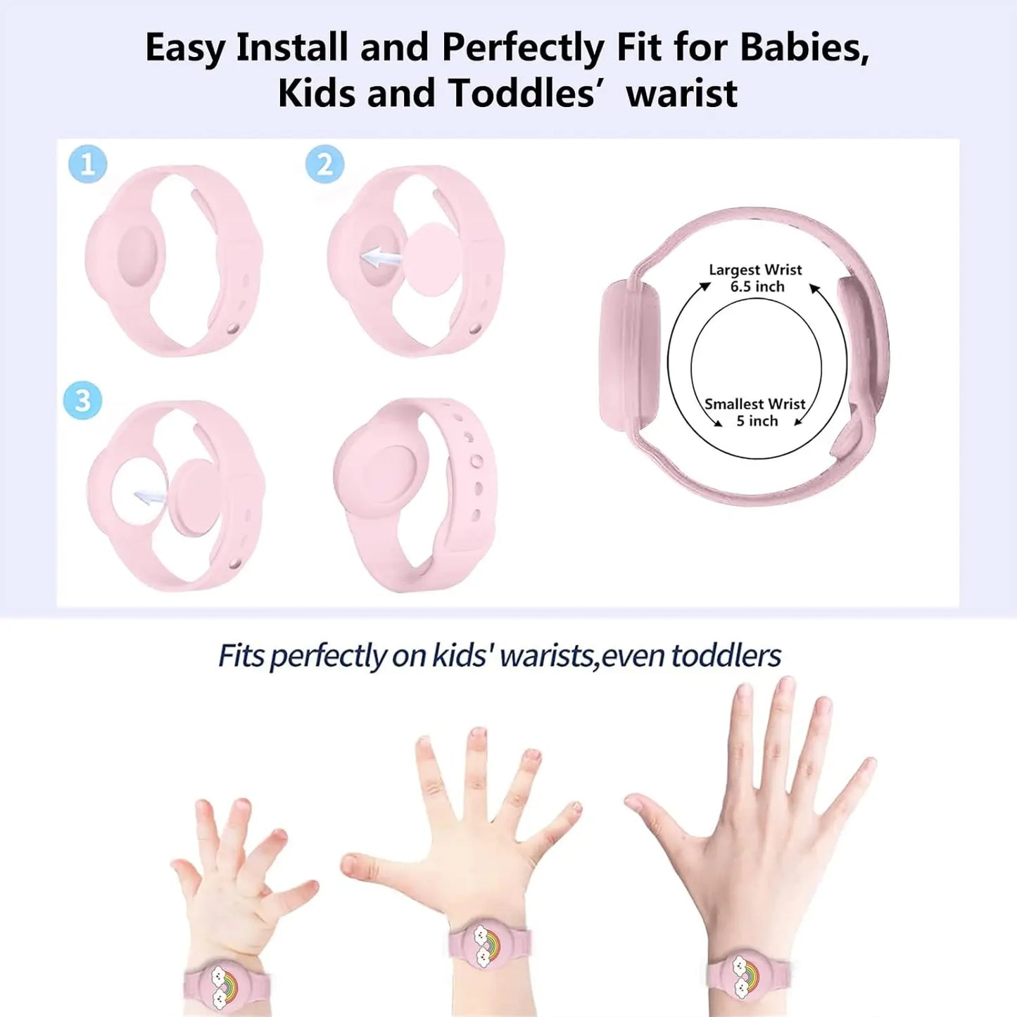 For Airtag Wristband Kids Waterproof Silicon Cartoon Hidden Airtag Bracelet Anti-Lost Airtag Holder Case Tracker Accessory