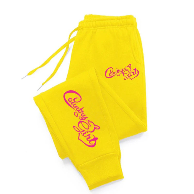 The Country Girl Printing  Pants Woman Drawstring Pocket Sweatpant Sport Fashion Joggers Casual Autumn Joggers