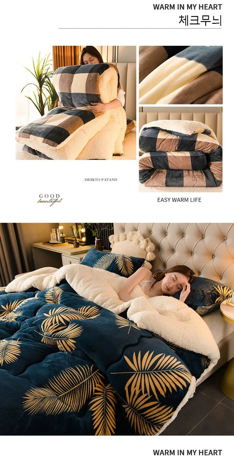 New Super Thick Winter Warm Blanket for Bed Artificial Lamb Cashmere Weighted Blankets Soft Comfortable Warmth Quilt Comforter