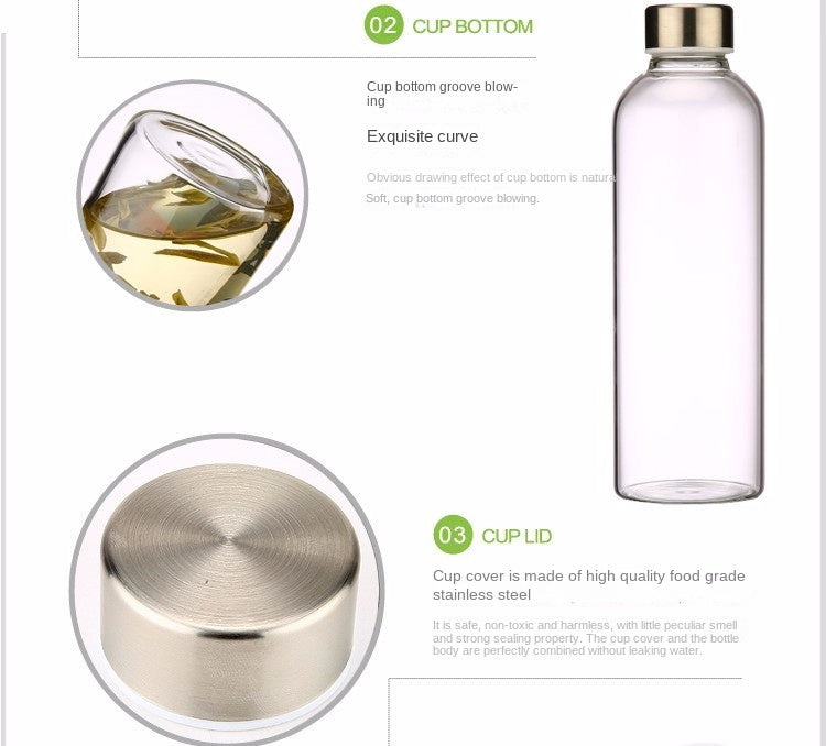 550ml Travel bottle Car Shatterproof hand Portable Glass Water Bottle new arrival Worldwide Store