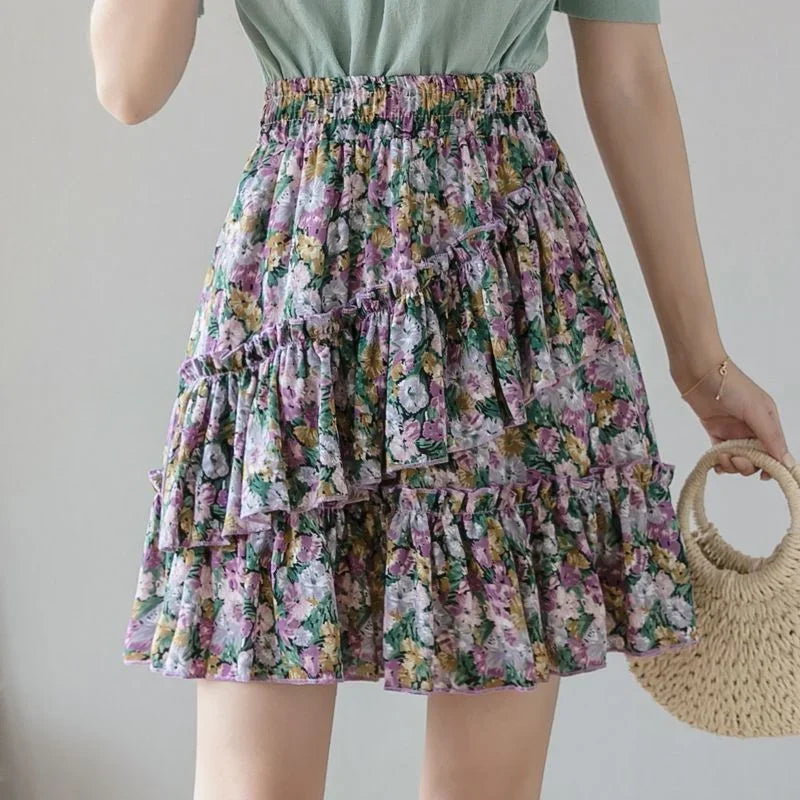 Skirts for Women Pleat Chiffon Womens Skirt Dots Clothing Mini Pleated Ruffle Short White Modest Aesthetic Harajuku A Line Cheap