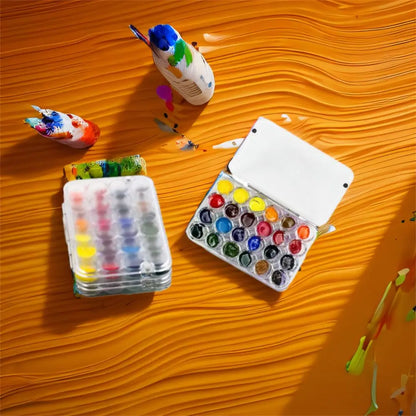 Art Supplies 24 Grids Mini Watercolor Palette Transparent Acrylic Watercolor Paint Tray Empty Sealed Paint Box Travel