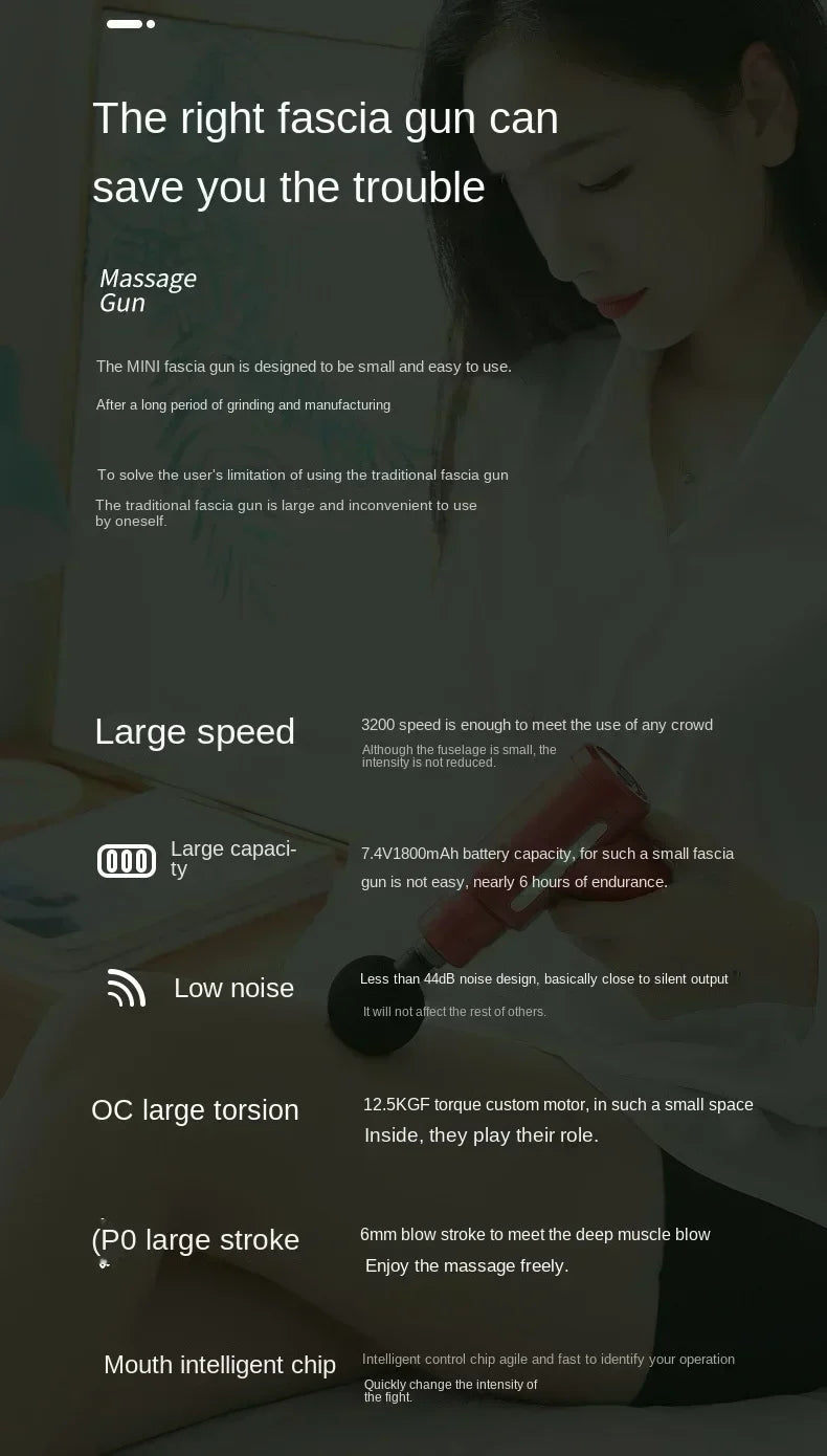 2025 Portable Fascia Gun Deep Tissue Massage Mini Lightweight and Adjustable Speed Massage Equipment Suitable for the Whole Body