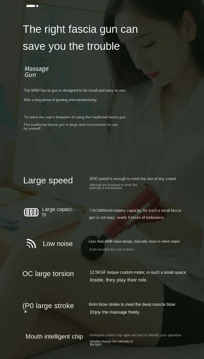 2025 Portable Fascia Gun Deep Tissue Massage Mini Lightweight and Adjustable Speed Massage Equipment Suitable for the Whole Body