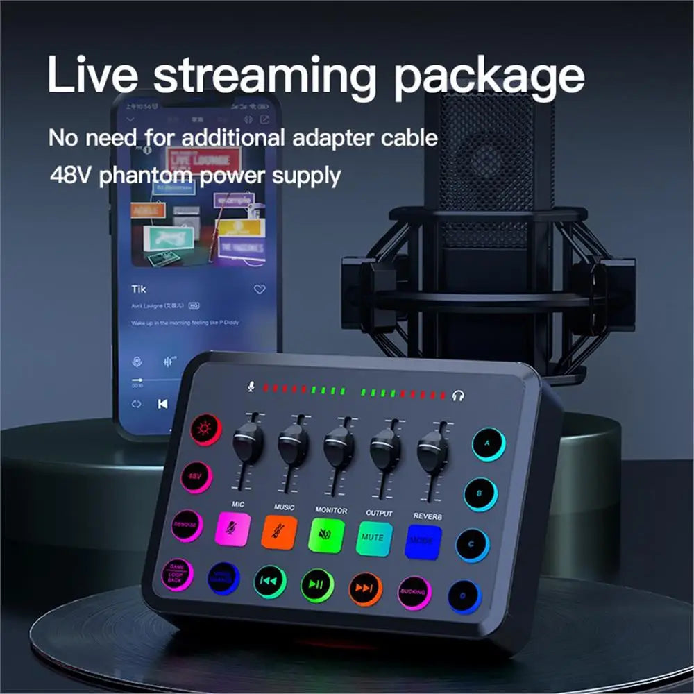 F11 Live Sound Card Streaming 5-Channel Mixer Sound Card Audio for Game Voice Podcast Live Streaming Kit Podcast Accessories Par