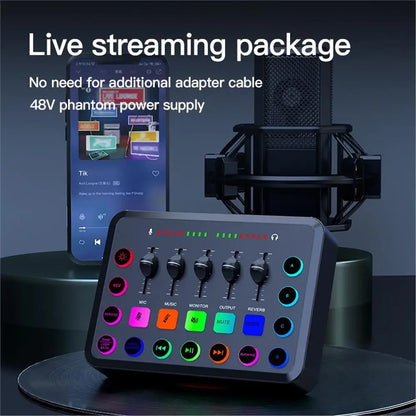 F11 Live Sound Card Streaming 5-Channel Mixer Sound Card Audio for Game Voice Podcast Live Streaming Kit Podcast Accessories Par
