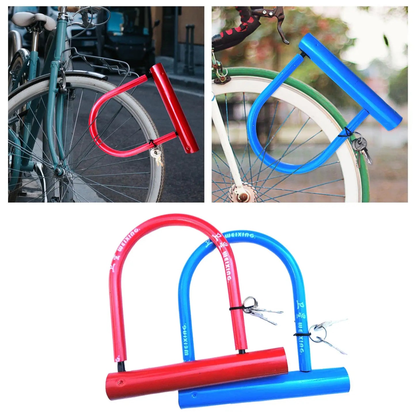 Mountain Road Bike U Lock Security Unbreakable Anti-Theft with 2 Keys