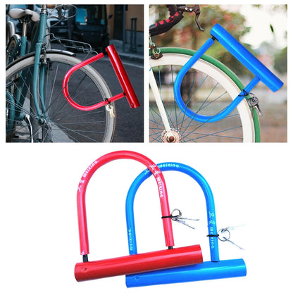 Mountain Road Bike U Lock Security Unbreakable Anti-Theft with 2 Keys
