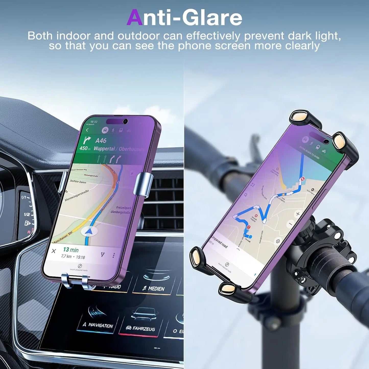 Anti Blue Ray Light Tempered Glass for iPhone17 16 15 14 13 12 11 Pro Max Privacy Screen Protector Purple 9H Tempered Glass Film