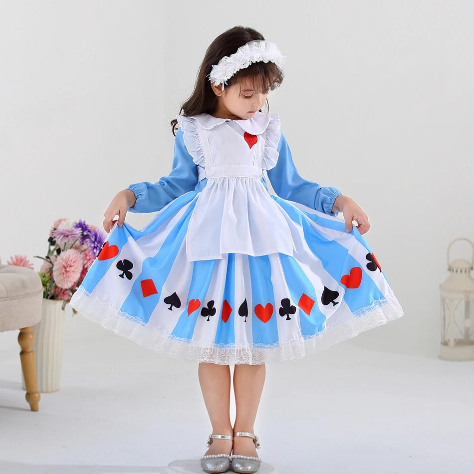 Girl Alice Costume Halloween Maid Lolita Dress Kids Cosplay Servant Family Party Fancy Clothing New Arrival