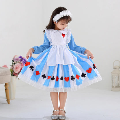 Girl Alice Costume Halloween Maid Lolita Dress Kids Cosplay Servant Family Party Fancy Clothing New Arrival