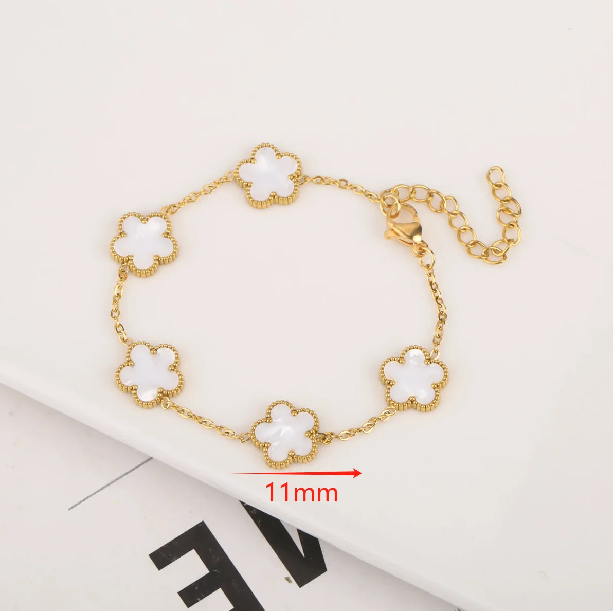 Silver Color New Design Plant Five Leaf Flower Bracelet Single sided Plum Blossom Stainless Steel Jewelry Women's Clover