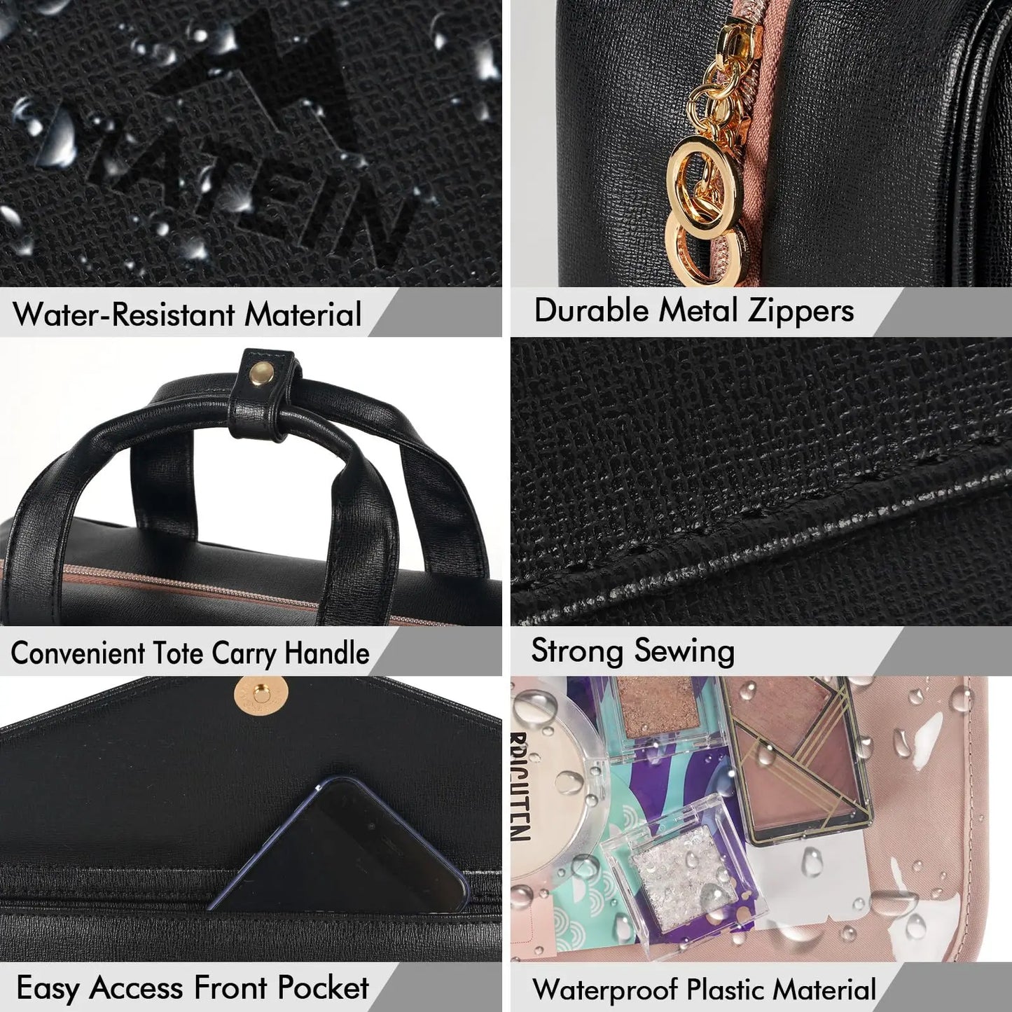 Travel Toiletry Bag,Faux Leather Hanging Makeup Bag Snap Handle,Multiple Traveling Organizer Container for Toiletries Accessorie