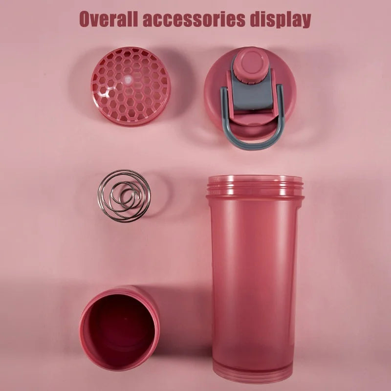 600ml Frosted Shake Cup Milkshake Sports Bottle Outdoor Fitness Water Blender Bottle Protein Powder Portable Gym Training Drink